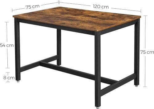 KDT75X VASAGLE Обеденный стол на 4 персоны, 120 x 75 x 75 см, Материал: ДСП, сталь, Цвет: Коричневый в деревенском стиле фото 8