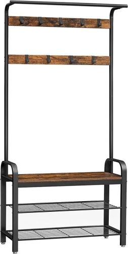 Напольная вешалка для одежды VASAGLE HSR400B01, полка для головных уборов, высота 183 см Металл коричневый фото 8