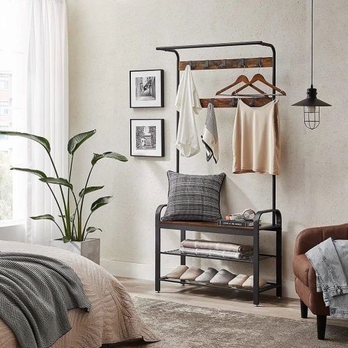 Напольная вешалка для одежды VASAGLE HSR400B01, полка для головных уборов, высота 183 см Металл коричневый фото 2