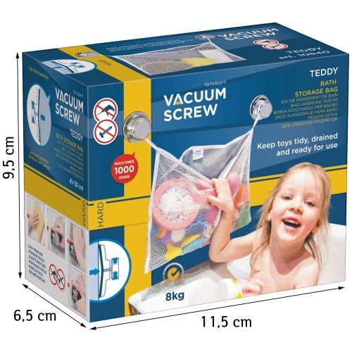 Мешок-cетка для хранения игрушек и ванных принадлежностей на вакуумных шурупах Tatkraft Vacuum Screw Teddy фото 4