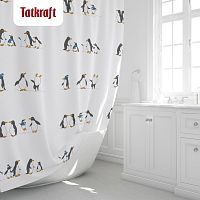 Штора для ванной Tatkraft Penguins, текстиль, 180х180 см