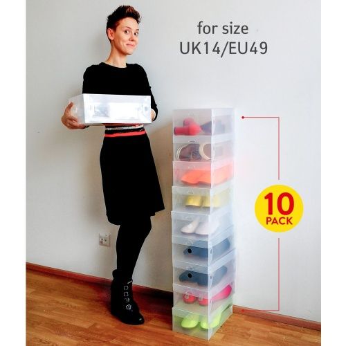 Tatkraft Glasgow Набор из 10 пластиковых коробок для хранения мужской, женской и детской обуви фото 5