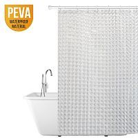 Tatkraft Crystal 3D Штора для ванной комнаты, водонепроницаемый материал PEVA, с кольцами (12 шт), 180х180 сm