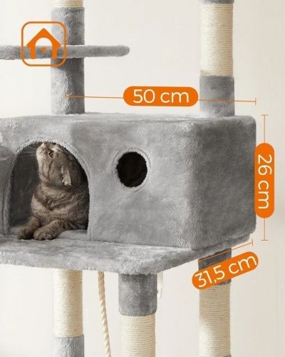 Домик для кошки с когтеточкой и лежанкой XXL, 50 x 50 x 164 см фото 6