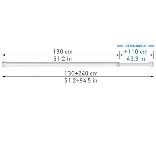 Tatkraft Whirligig Карниз для ванной комнаты, телескопический 130-240 см, диаметр 2.5 см фото 2
