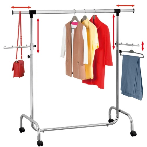 Напольная вешалка для одежды с боковыми выдвижными планками Tatkraft Falcon + Набор вешалок 10 шт  фото 2