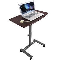 Столик для ноутбука Tatkraft Salute, на колесах из стали и МДФ, регулируется по высоте с 52 до 84 см, столешница 60x40 см Орехового цвета подходит для ноутбуков Lenovo, Asus, Apple MacBook, Acer, HP, Dell, MSI