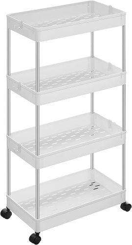Этажерка на колесиках для кухни и ванной SONGMICS KSC10WT ,4-ярусная, 40 x 22 x 86 см, Белый фото 4