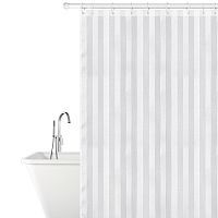 Tatkraft Harmony Тканевая штора для ванной комнаты с кольцами (12 шт), 180х180 сm, водоотталкивающий материал,приятная на ощупь, белая c узором жаккард