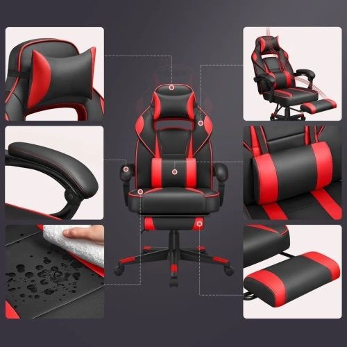 Кресло компьютерное игровое SONGMICS OBG73BRV1 черно-красный фото 2