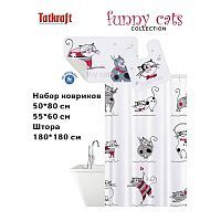 Tatkraft  FUNNY CATS Набор из 3-х предметов: коврики для ванной комнаты + штора для ванной