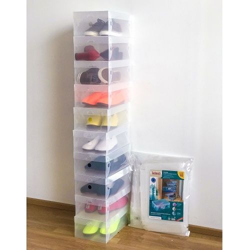 Tatkraft Glasgow Набор из 10 пластиковых коробок для хранения мужской, женской и детской обуви фото 6