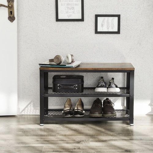 Обувница 3-ярусная с сиденьем VASAGLE LBS73X, металлический каркас, для прихожей, гостиной