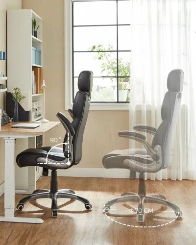 Кресло руководителя SONGMICS OBG65BK, эргономичное, с откидными подлокотниками, для домашнего офиса фото 2